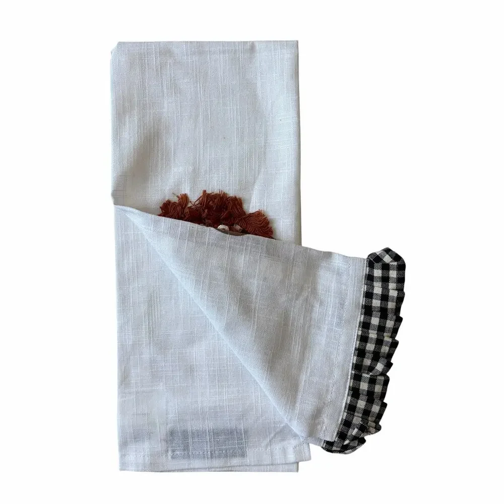Mackenzie-Childs Turkey Applique Dish Towel 16x26 Cotton Velvet NEW